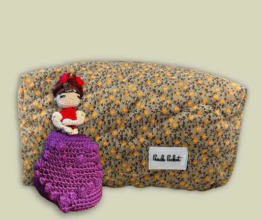 Frida Peachy Gurumi & Floral Peach Pouch